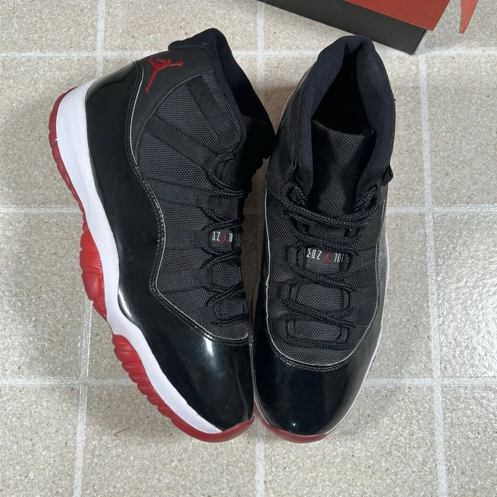 Jordan 11 Retro High Bred 2019 Size 11 Pre-Owned 378037-061 Black Red - Picture 2 of 10